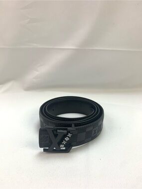 Louis Vuitton Black and Gray Damier Graphite LV Buckle Belt